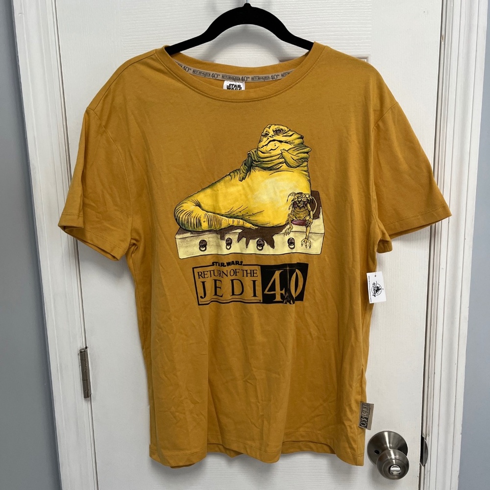 Star Wars Shirt Small Yellow Return Of The Jedi 40th Anniversary Jabba the Hutt